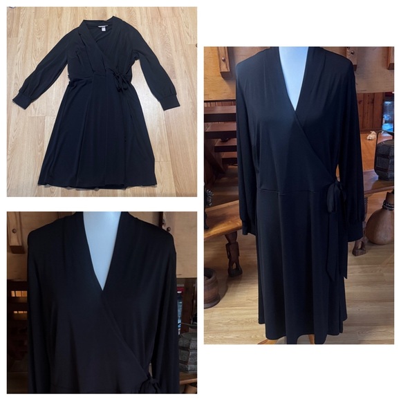 H&M Dresses & Skirts - H&M size XL Black Long Sleeve Wrap Dress flattering